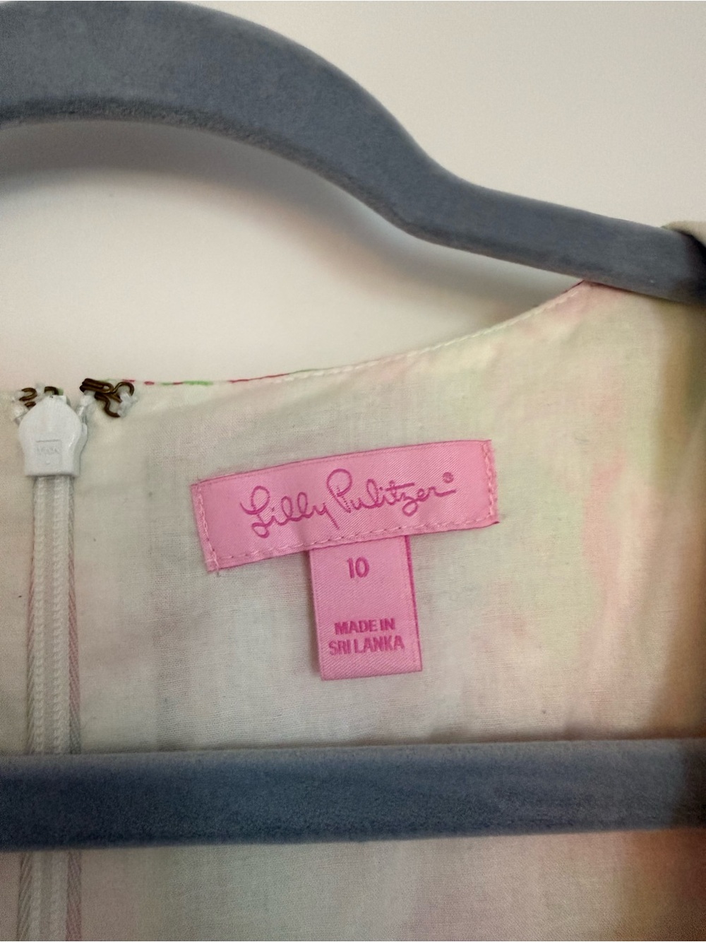 Lilly Pulitzer Pink & Green Sleeveless Shift Dress with White Crochet Trim - Picture 2 of 3